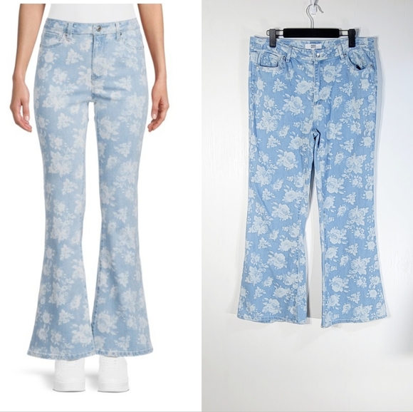 ❗️4/$20 Madden NYC High Waist Flare Floral Print Bohemian Jeans Size 17 - Picture 1 of 6